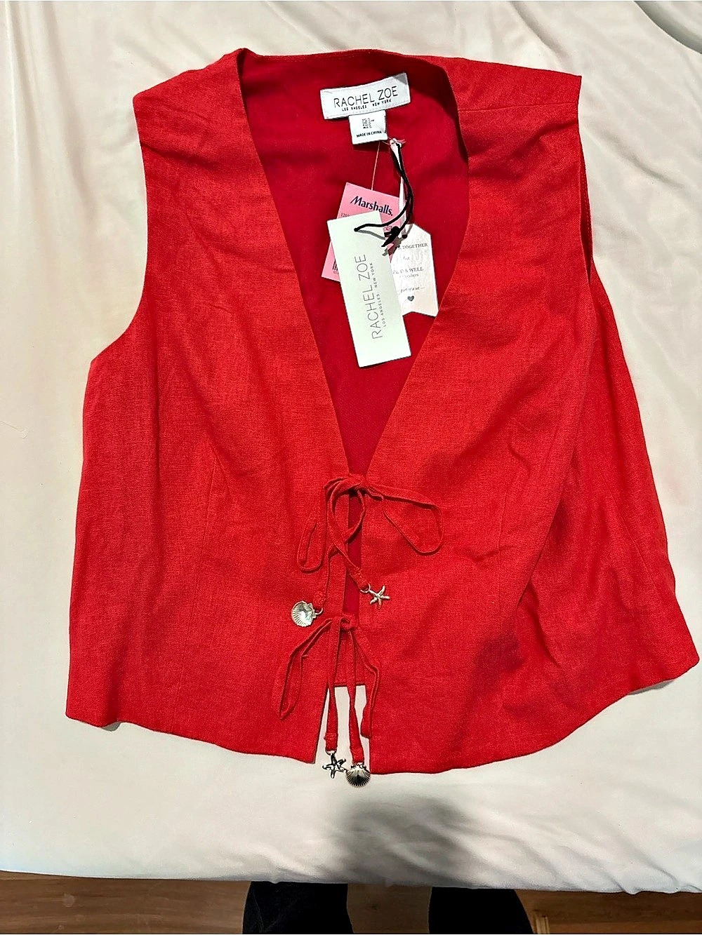 Rachel Zoe Tie-Front Red Top Size Small